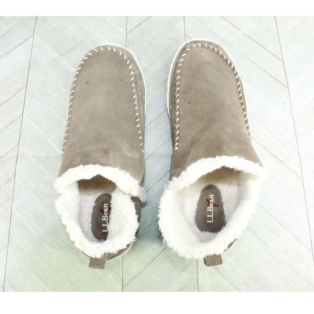 LL Bean Brown Suede Fleece Lined Mountain Boot Mocs Slippers Size 9 M - Picture 6 of 8